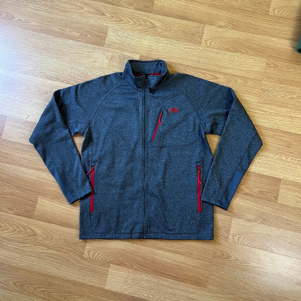 The North Face Mens Gray Heather Full Zip Fleece Jacket Large Gorpcore Outdoor